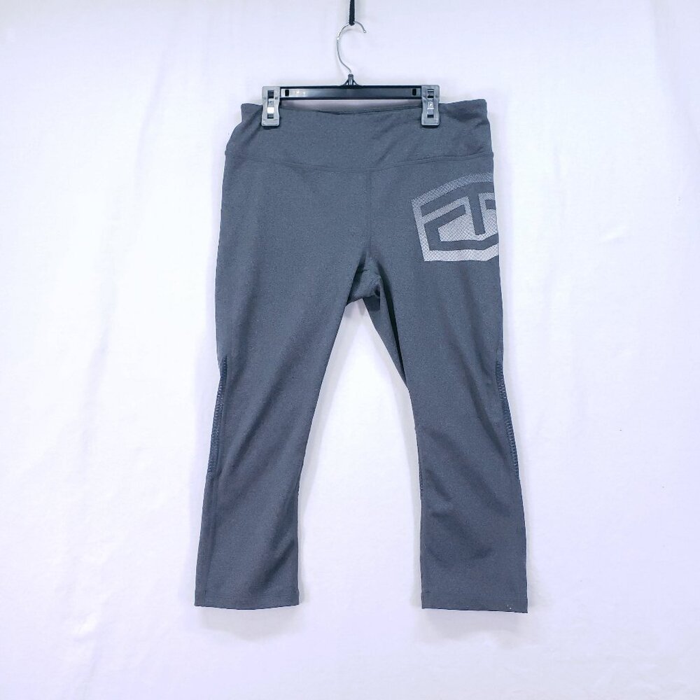 TAPOUT Womens Gray Fitted 3/4 Legging Capri Pants Activewear Size M